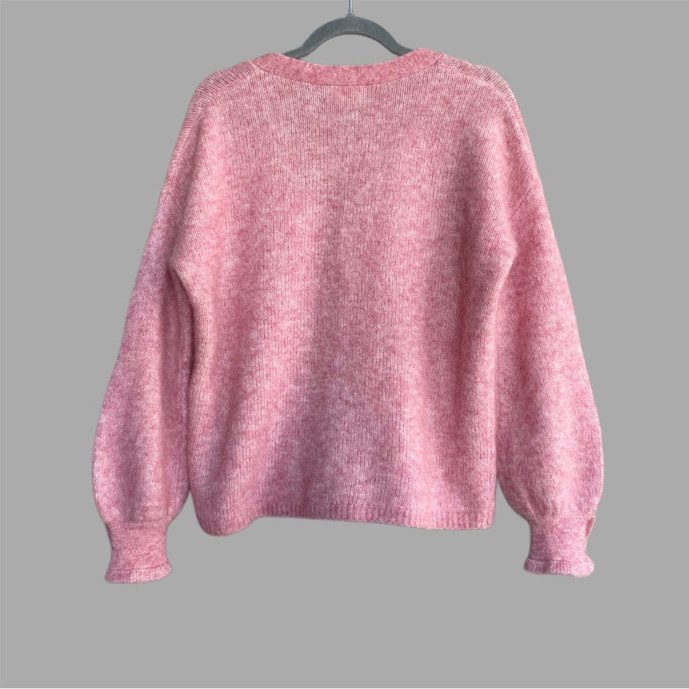 SEZANE Rosewood Pink Oversized Mohair Wool Knit V Neck Mia Cardigan Sweater - Picture 8 of 12